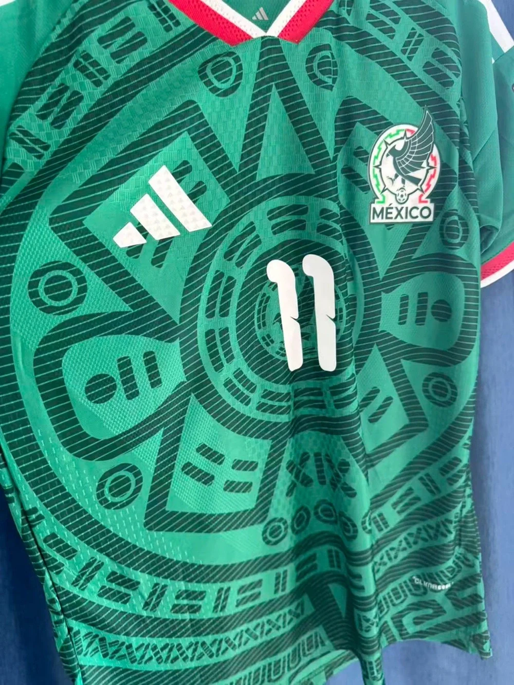 adidas Mexico Green Soccer Jersey with White and Red Trim